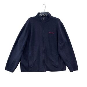 Field & Stream Fleece Jacket Mens XL Navy Blue Full Zip Sweater Knit Mock Neck